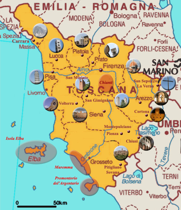 cartina di toscana
